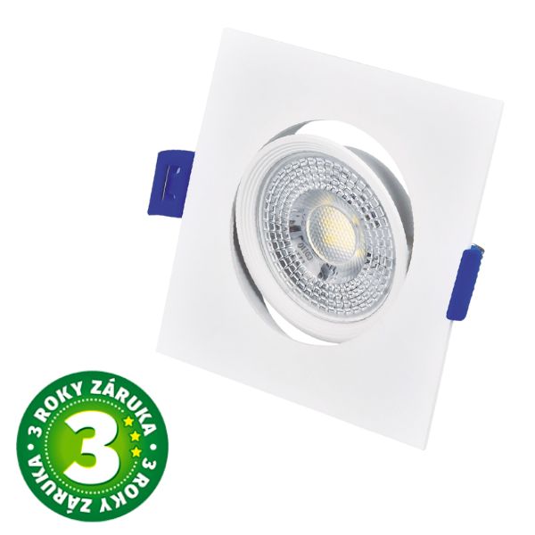 Prémiové výklopné podhledové bodové LED svítidlo 7W 510lm, denní, čtverec, 8,5cm, 3 roky